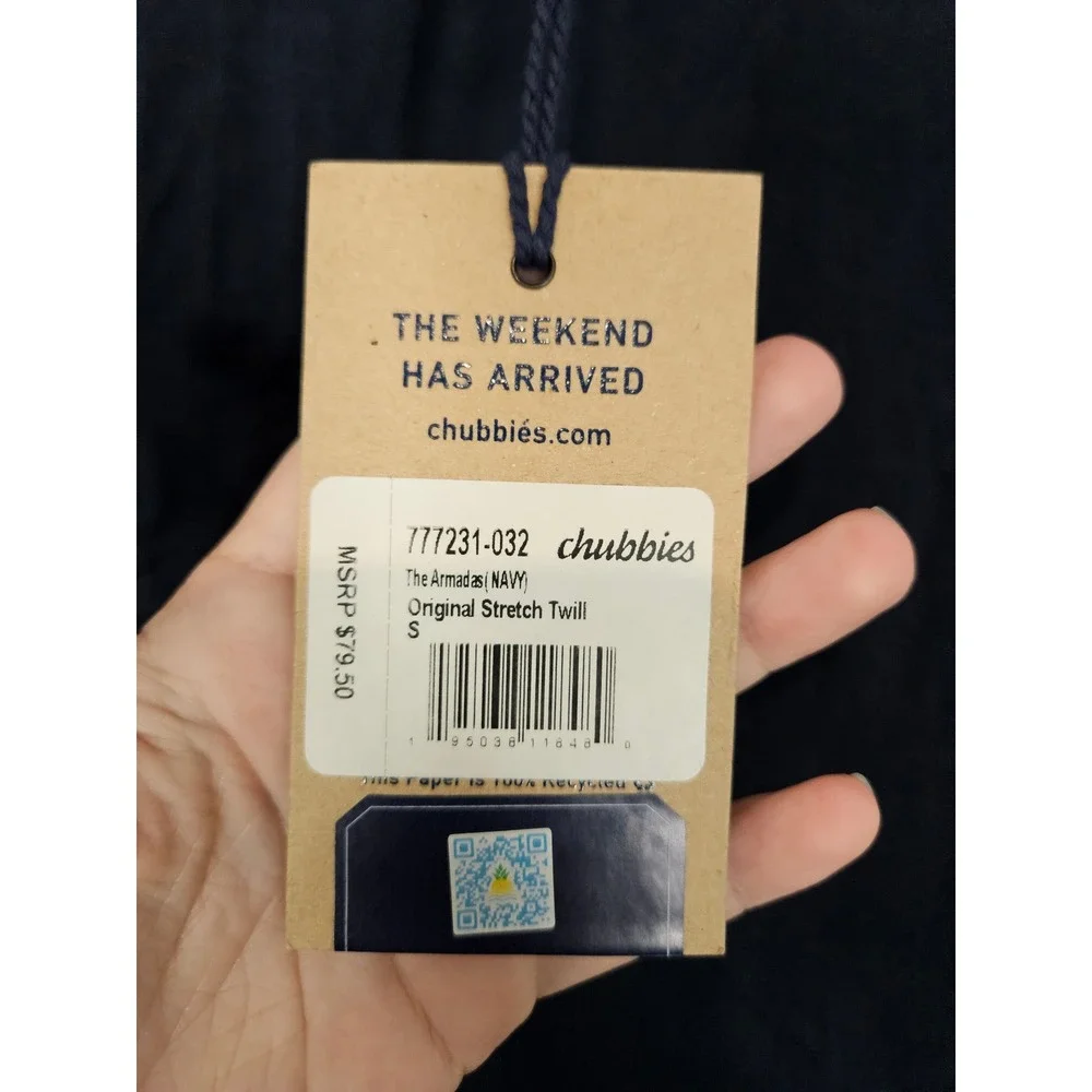 Chubbies Mens Navy Blue The Armadas Original Stretch Twill Pants Small